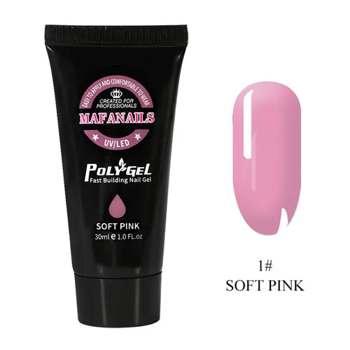 Soft pink 30 мл полистроительный гель, УФ светодиодный, для самостоятельной сборки, профессиональный полигель для наращивания ногтей, 9 цветов, для создания ногтей, УФ акриловый полигель для ногтей - Цвет: Soft pink