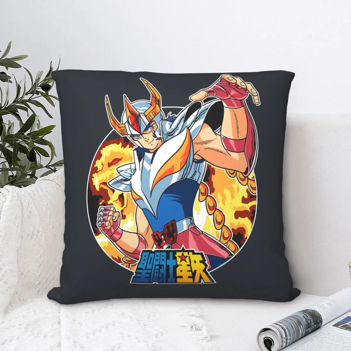 

Saint Warrior Throw Pillow Case Saint Seiya Size 30 40 45 50 Cushions Covers DIY Printed Reusable For Sofa Decor