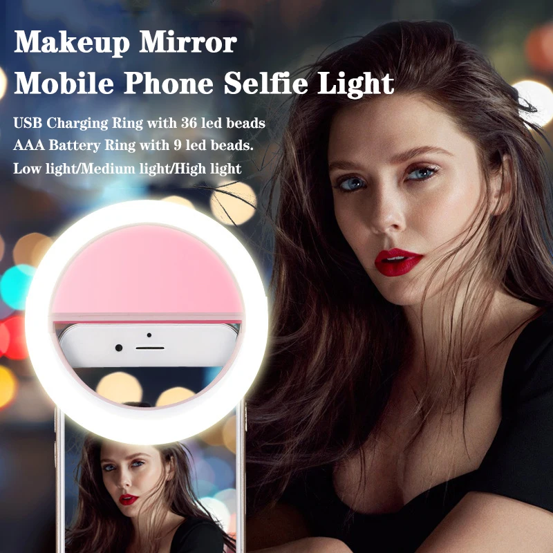 Зеркало для макияжа мобильный телефон Selfie портативная кольцевая лампа с