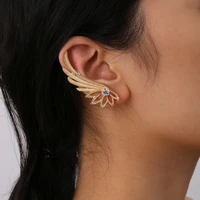 ae canfly new fashion crystal ear cuff piercing jewelry for women gift wing rhinestones gold silver plated earcuffs earring