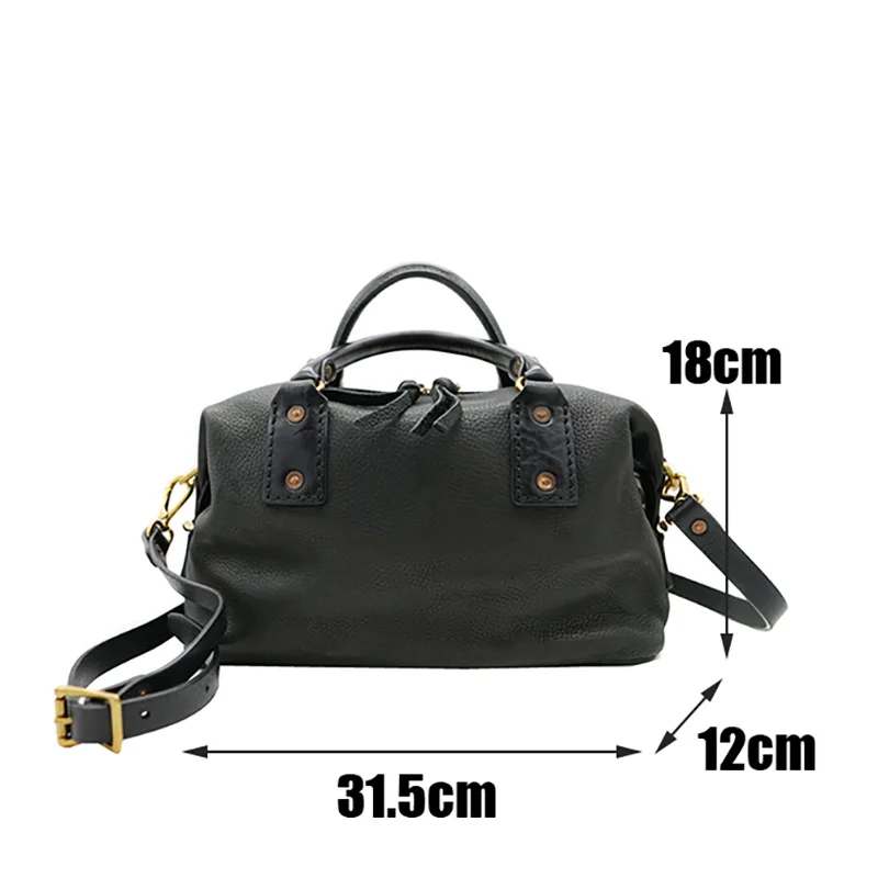 

EUMOAN Retro leather cross-body bag, women's handmade leather simple one-shoulder bag, leather pillow bag