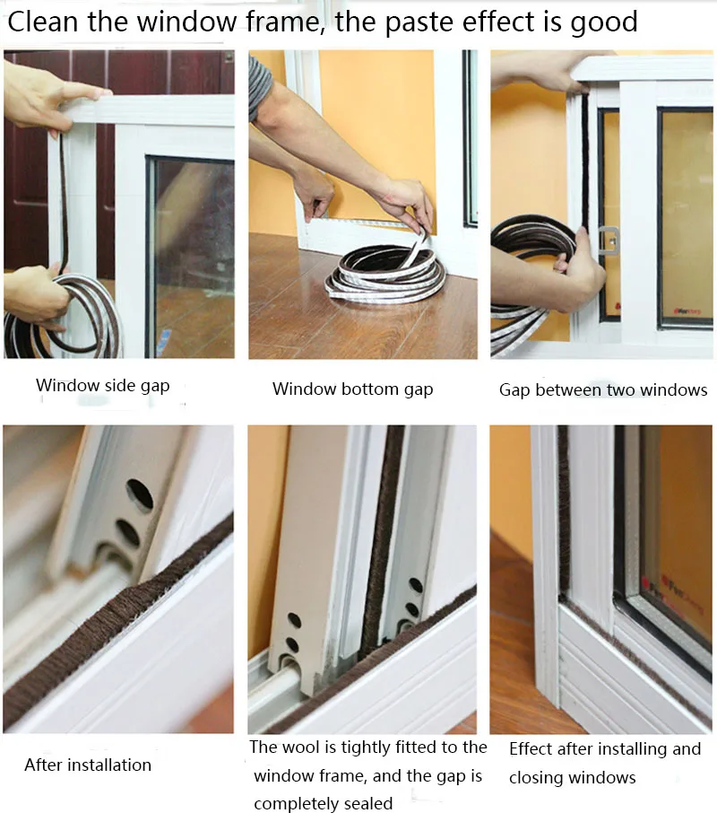 Самоклеящаяся лента щетка для двери 3 метра|Уплотнительные ленты| |