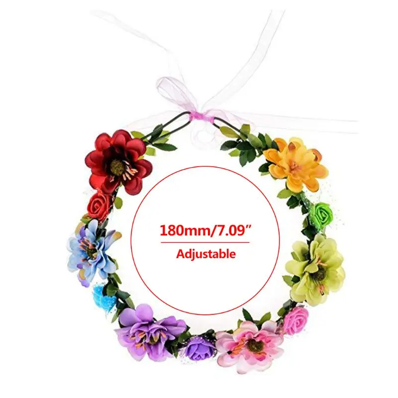 

Flower Headband Rose Handmade Flowers Floral Garland Hair Band Crown Tiara Decoration Adjustable Women Girls Headdress For Party