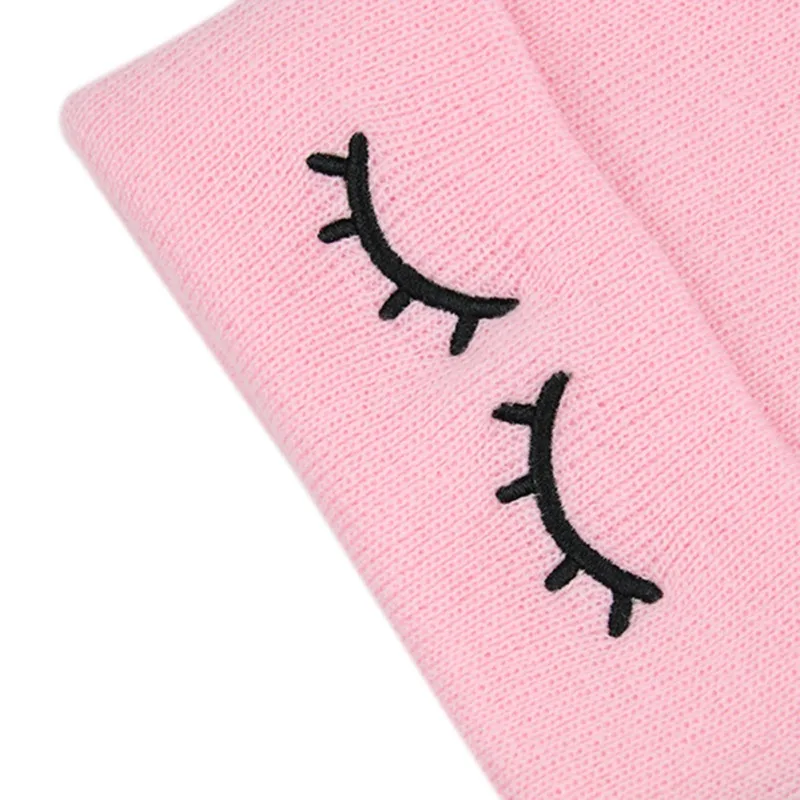 Winter Children's Cap Headgear Eyelash Embroidery Imitation Fox Fur Double Ball Knitted Wool White red Black Gray 0-7T | Детская