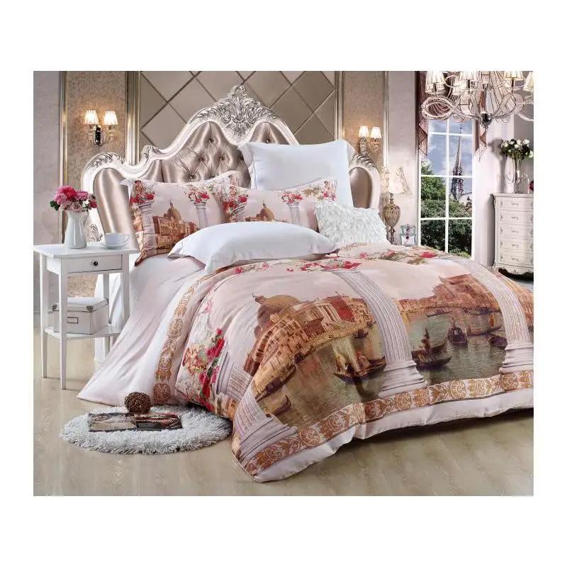 Комплект постельного белья двуспальный евро CRISTELLE персиковый 3D|Комплекты белья| |