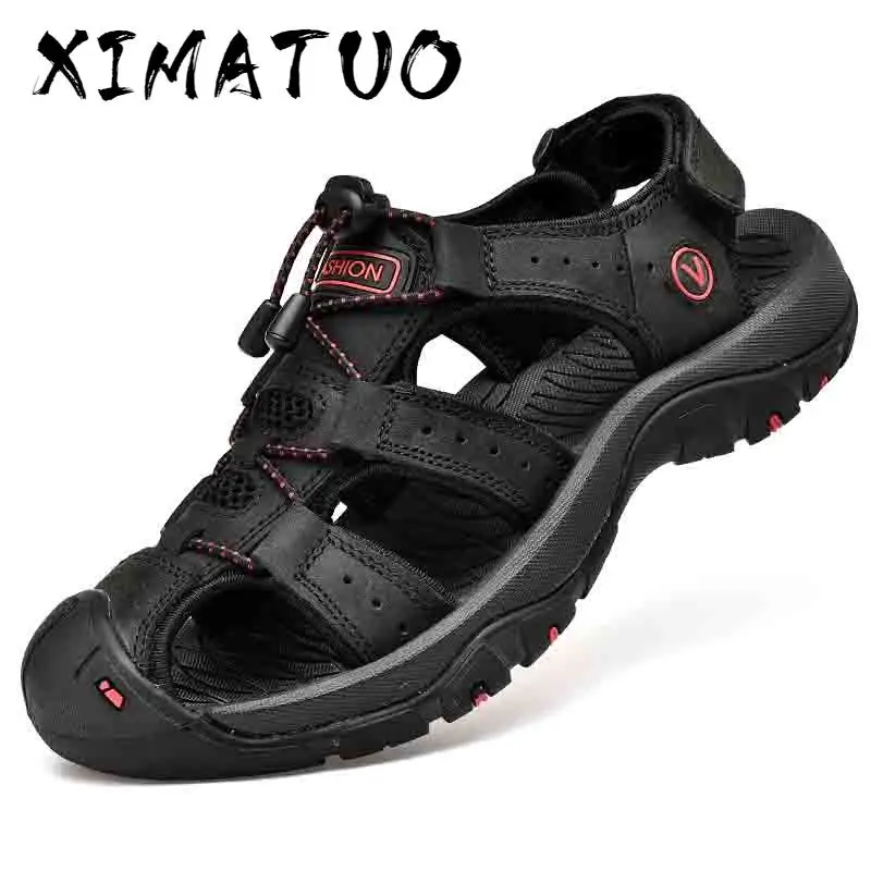 Сандалии мужские из натуральной кожи Классические мягкие босоножки удобная