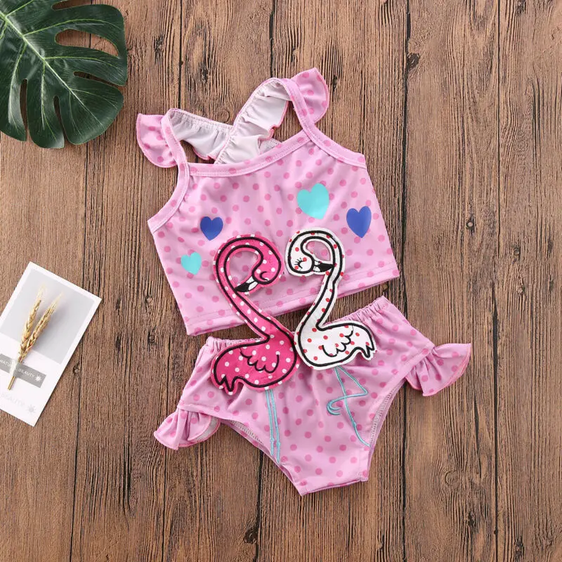 Розовый купальный костюм для новорожденных девочек из двух предметов бикини От 1