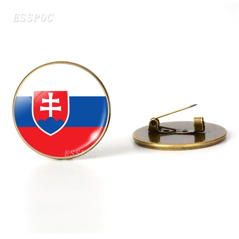 Slovakia Центральная Европа: Австрия Польша Германия Швейцария Броши с флагом стеклянные купольные украшения бронзовая брошь булавки Национальный день подарки - Окраска металла: Slovakia