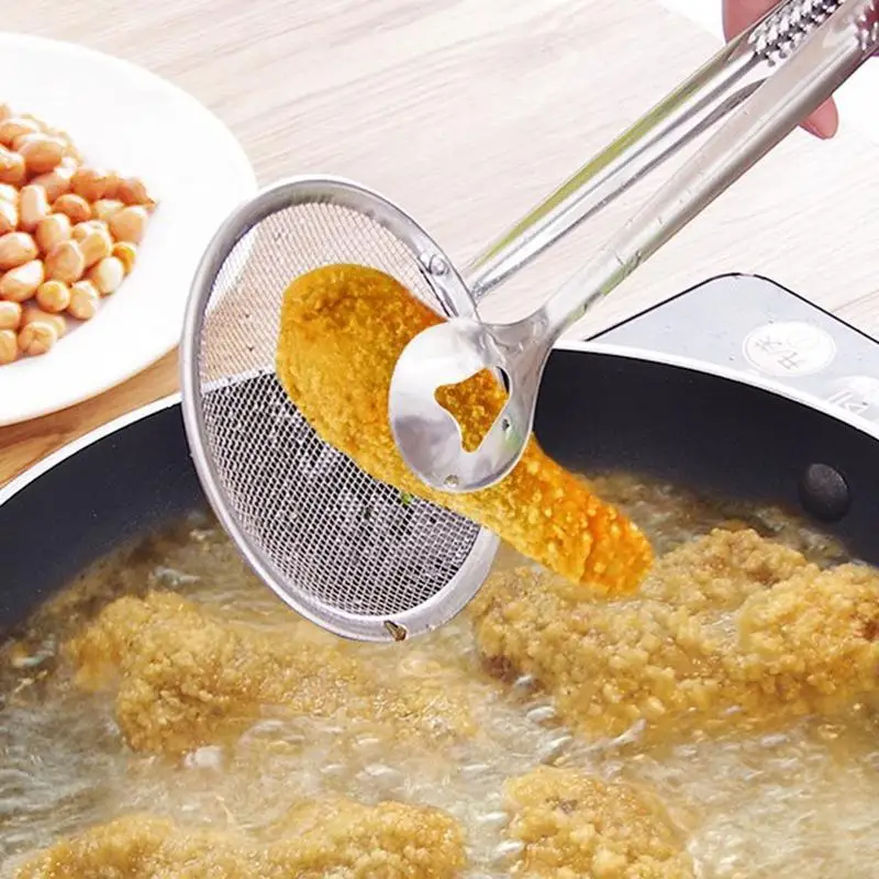 MeterMall Multi-functional 2-in-1 Stainless Steel Filter Spoon Spider Strainer Ladle with Clip for Fried Food | Дом и сад