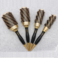 professional thermal ceramic ionic round barrel hair brush comb with boar bristle aluminum tube air comb