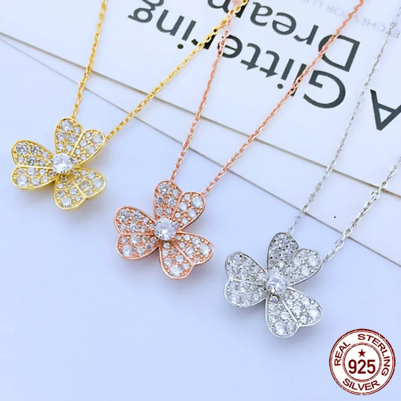 

s925 sterling silver necklace new hypoallergenic trefoil fashion personality shape simple shape jewelry birthday gift hot