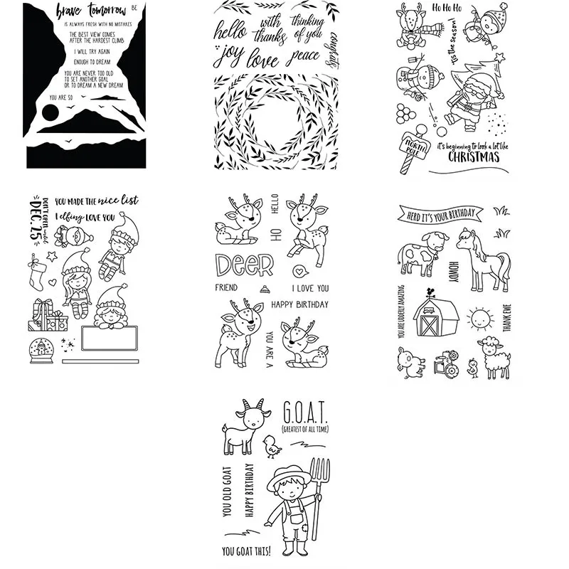 Здравствуйте &quotОлень&quot с зимними пожеланиями прозрачный силиконовый штамп для