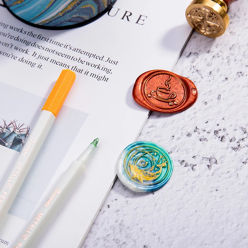 

Lacquer Seal Colored Metal Pen Coloring Pen 12 Color Wax Seal Accessories