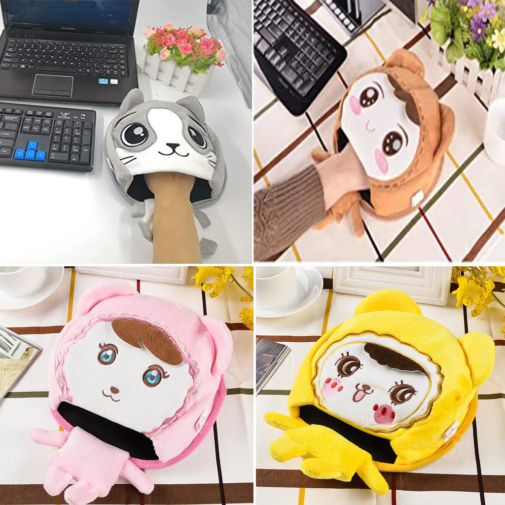 Зимняя теплая Коврик Для Мыши с USB подогревом мультяшная Толстая плюшевая грелка
