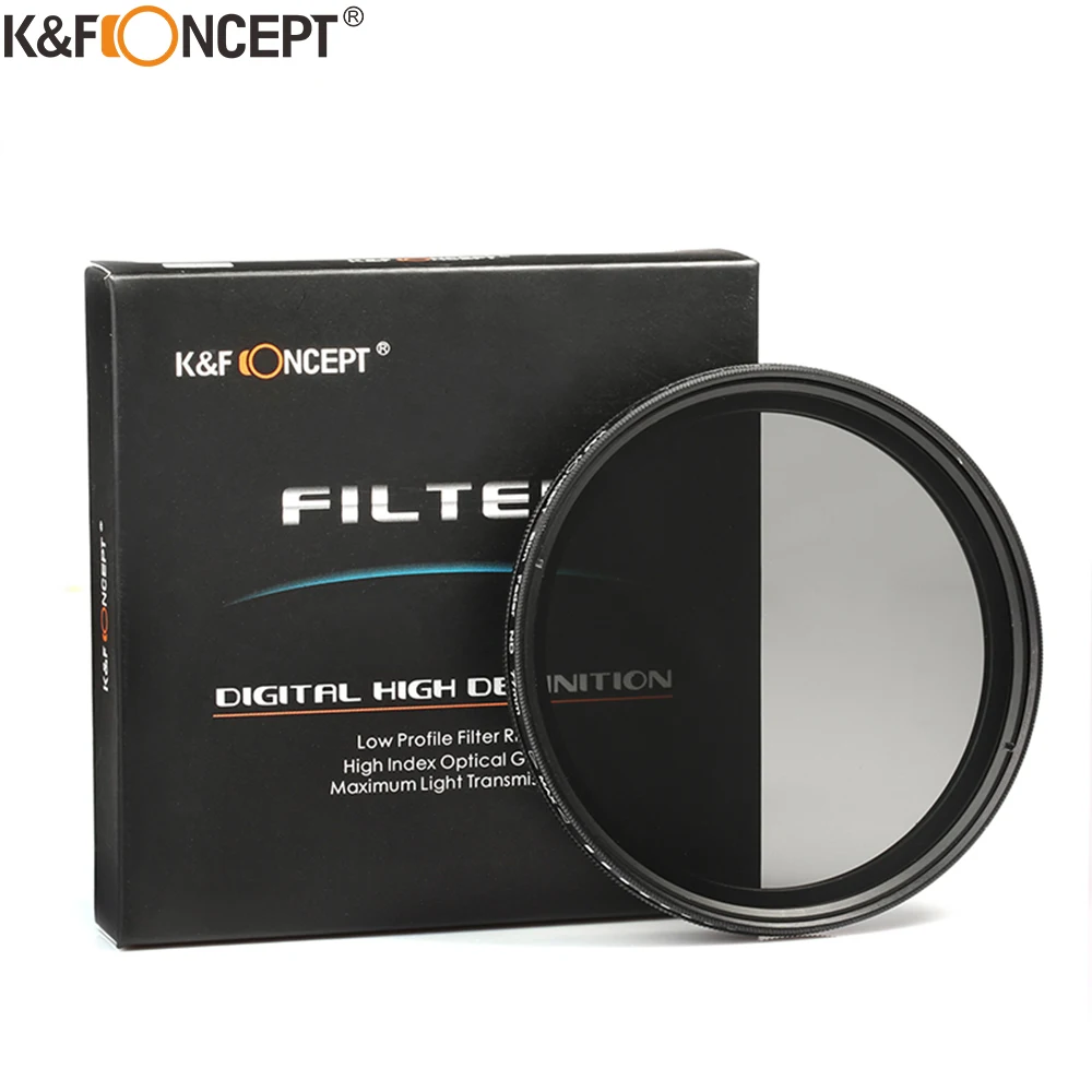K & F CONCEPT от ND2 до ND400 40 5 мм 52 55 58 67 77 82 Тонкий Фейдер переменный ND фильтр для