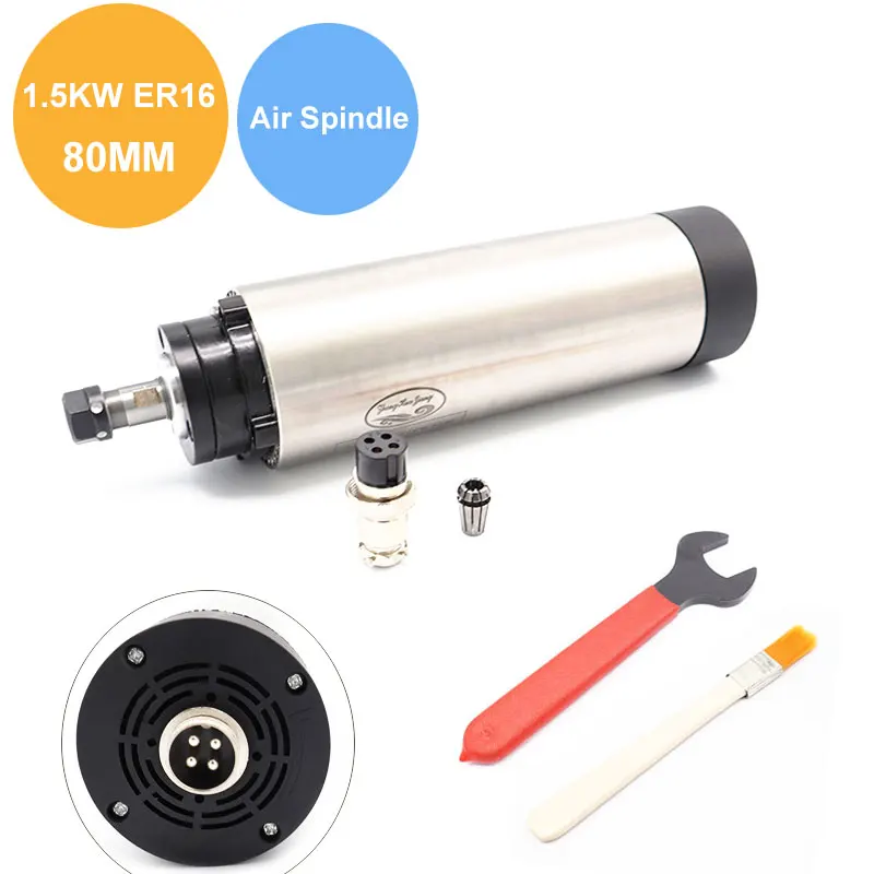 

Бесплатная доставка, шпиндель шпинделя 1500 кВт с ЧПУ, шпиндель с воздушным охлаждением Вт, шпиндель ER16 80 мм, электродвигатель с воздушным охл...