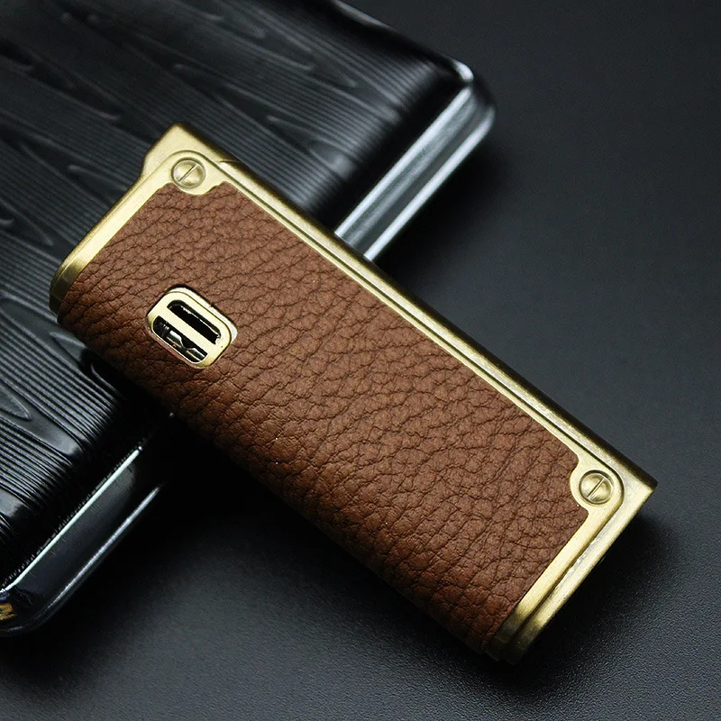 Ретро Кожаный Портсигар легче чем газ-бутан прямые зажигалки многоразового