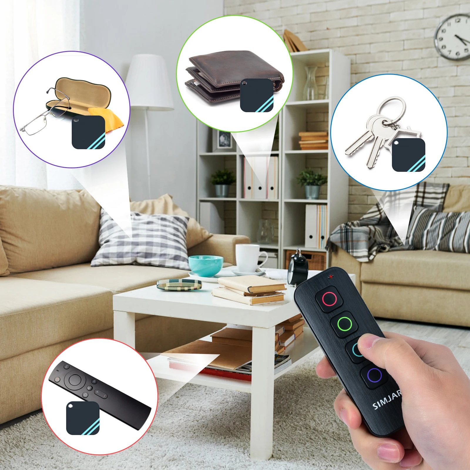 Key Finder with Flashlight 1 RF Transmitter and 4 Rechargeable Receivers 90dB Item Locator Tracker. | Безопасность и защита