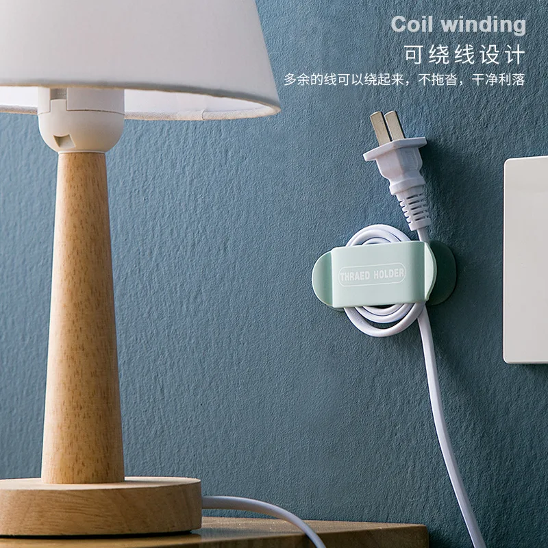 

4 PCS Creative Home Decoration Hook Free Installation Plug Holder Non-marking Hook Fixer Wire Storage Artifact Free Punch