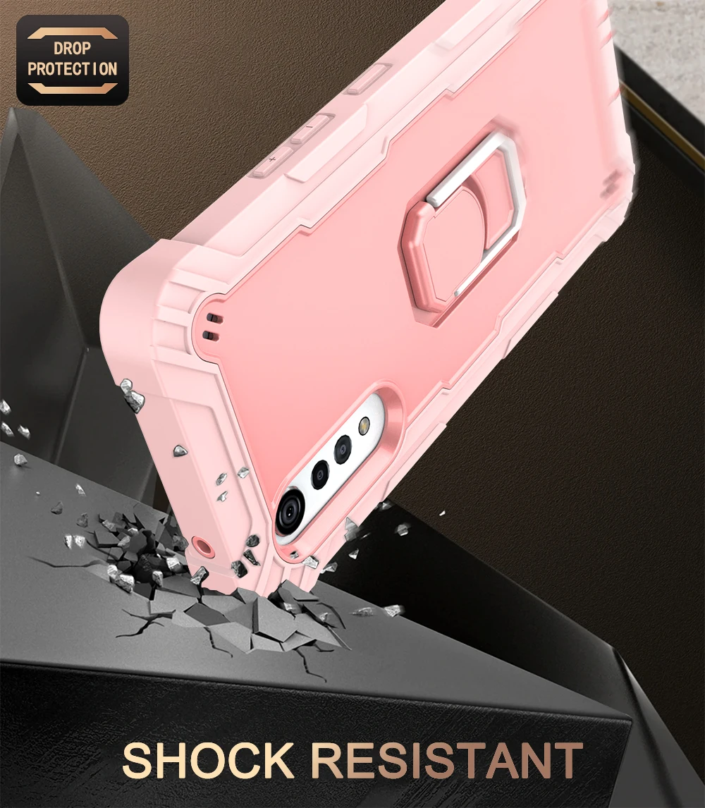 360 Full Hybrid Tough Armor Shockproof Case For LG Velvet Case Luxury Anti-Knock Finger Ring Stand Cover For LG Velvet Coque