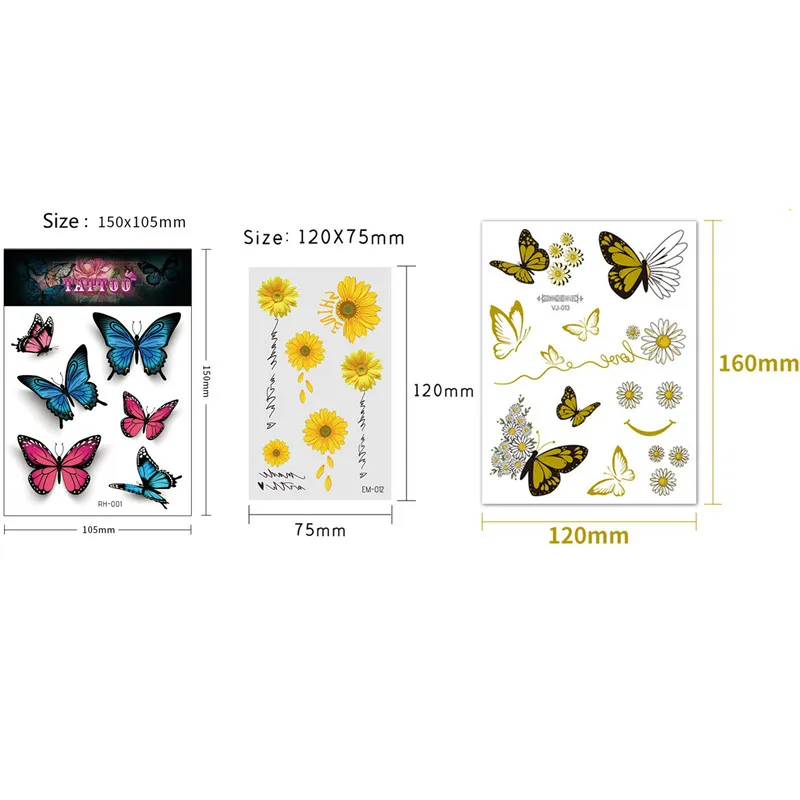 Водостойкая Временная тату-наклейка цветок флэш-тату кружевная бабочка