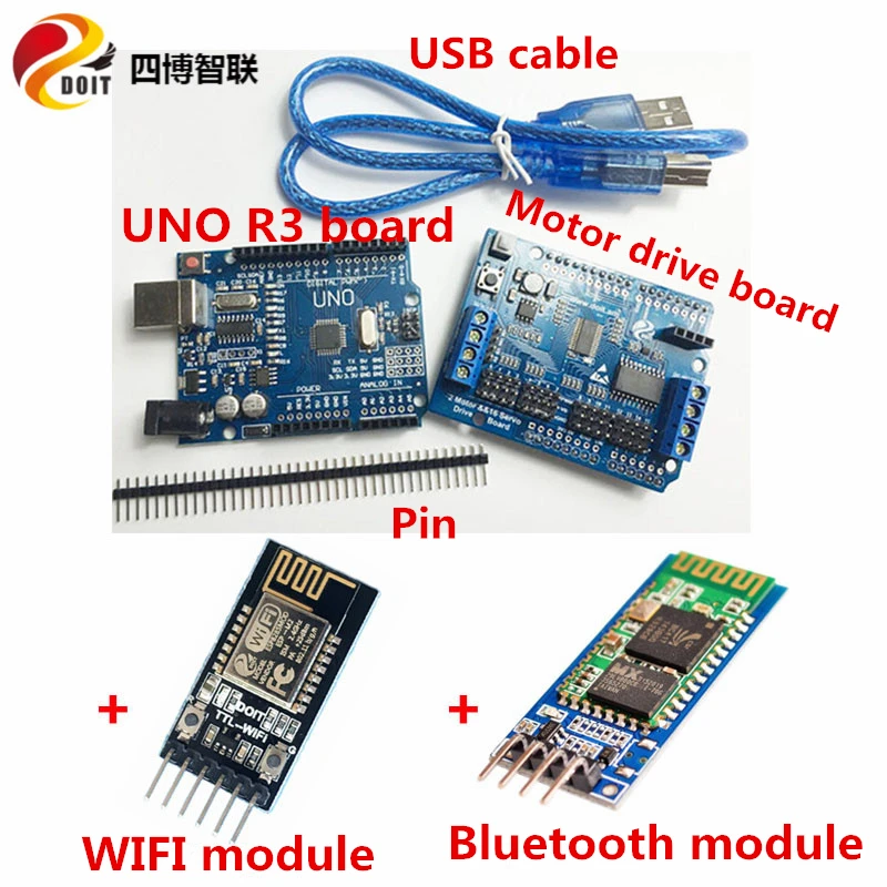 Complete kit SZDOIT WiFi Bluetooth шасси комплект управления UNO макетная плата мотор сервопривод плата Wifi ModuleRC робот часть для Arduino - Цвет: Complete kit