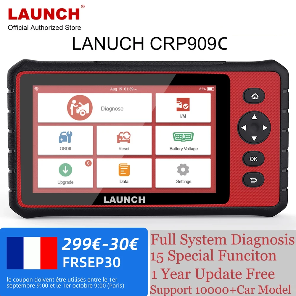 

Автомобильный сканер LAUNCH CRP909C Obd2, профессиональный автоматический сканер для сброса масла с подушками безопасности АБС, поддержка нескольк...
