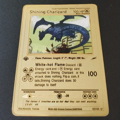 Shining Charizard Покемон Игры Аниме битва карта золотая металлическая карточка Чаризард Пикачу коллекция карточная фигурка Модель Детская игрушка подарок - Цвет: Shining Charizard