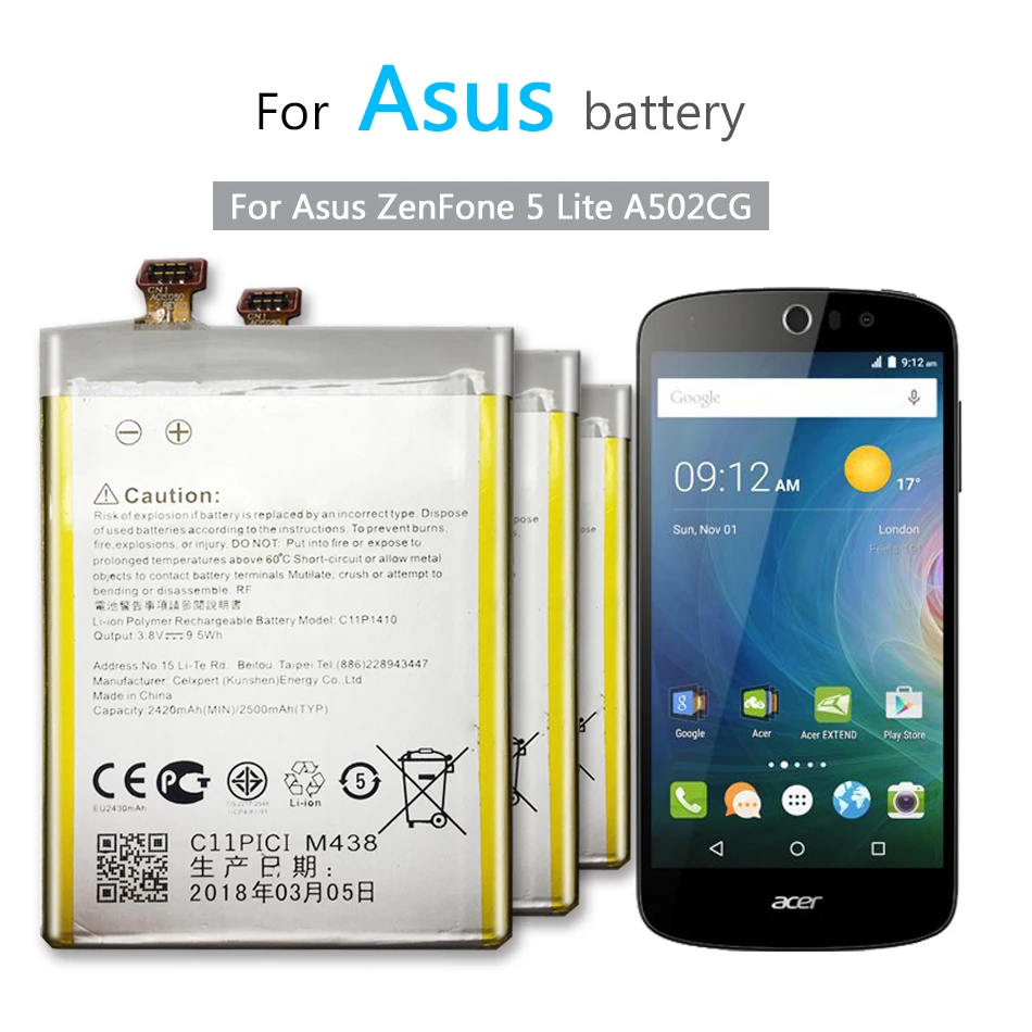 C11P1410 для Asus ZenFone 5 Lite A502CG Сменный аккумулятор мобильного телефона 2500 мАч