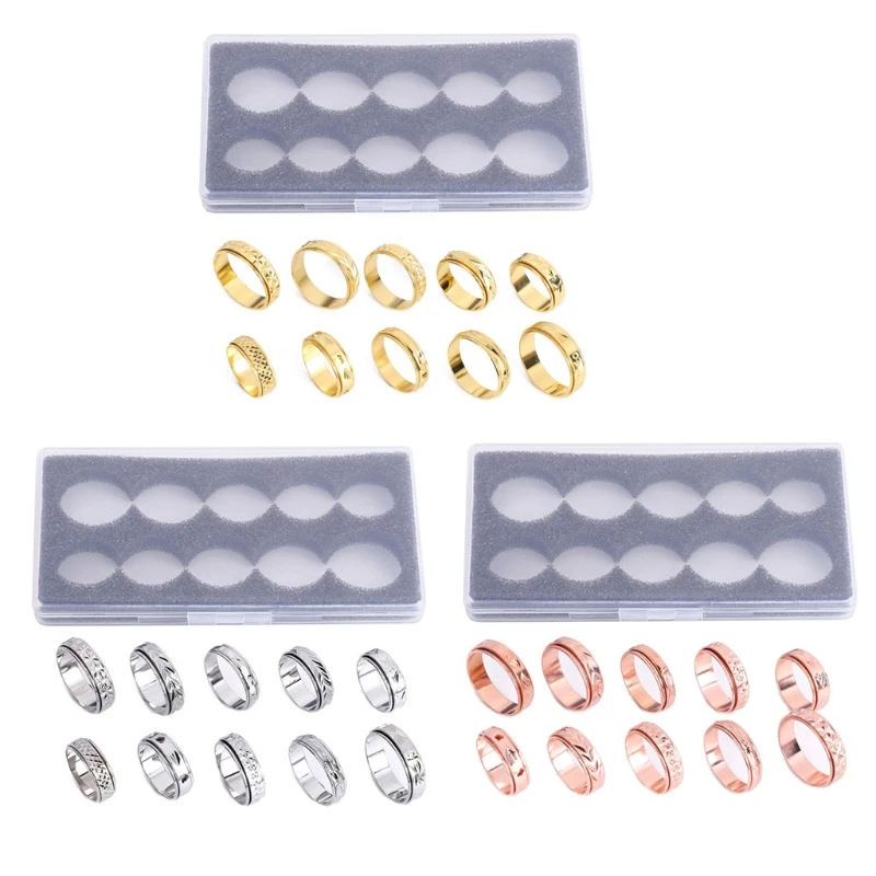 

10 Styles Stress Relieving Fidget Band Rings for Women Kit Funny Stress Relief Spinner Metal Rings Bands Unisex Fashion Jewelry