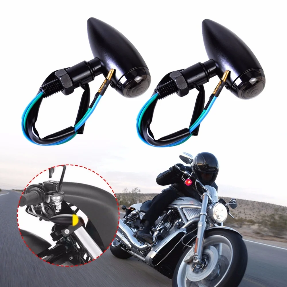 

Motorcycle 2x Black Bullet Turn Signals Light Blinker Indicator for Harley Honda Suzuki Bobber Kawasaki Yamaha Ducati
