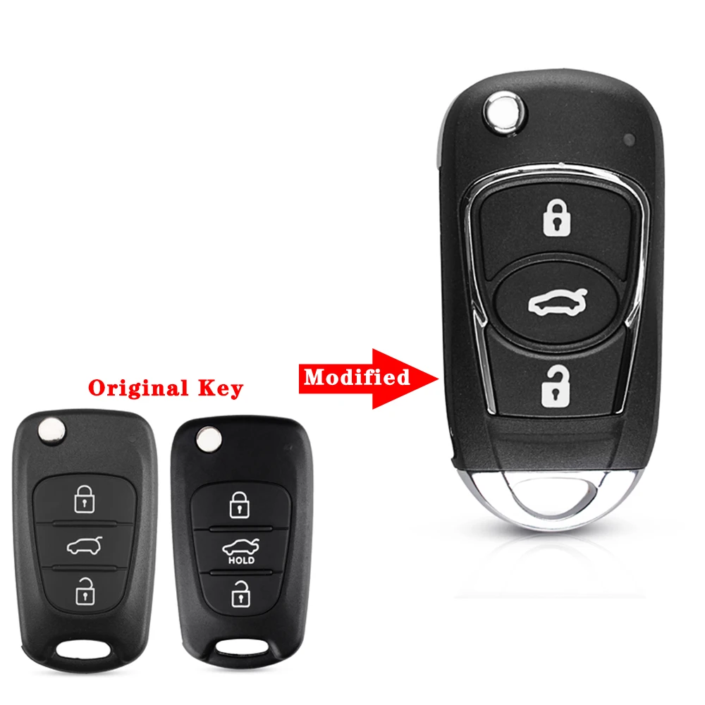 Modified Key KEYYOU 3 кнопки флип корпус автомобильного ключа дистанционного управления для hyundai Avante I30 IX35 Kia K2 K5 Sorento Sportage складной пульт дистанционного ключа чехол - Количество кнопок: Modified Key