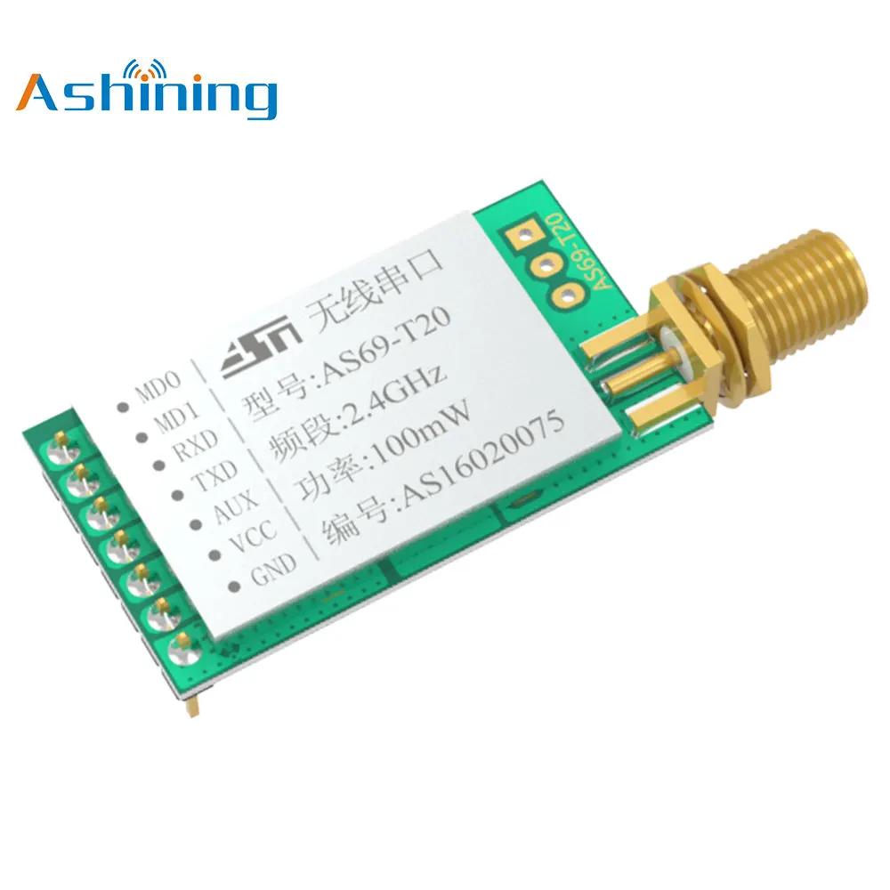 10pcs Full Duplex 2.4GHz Wireless Communication Module AS69-T20 Transmitter and Receiver RF Transceiver of PCB Antenna Port
