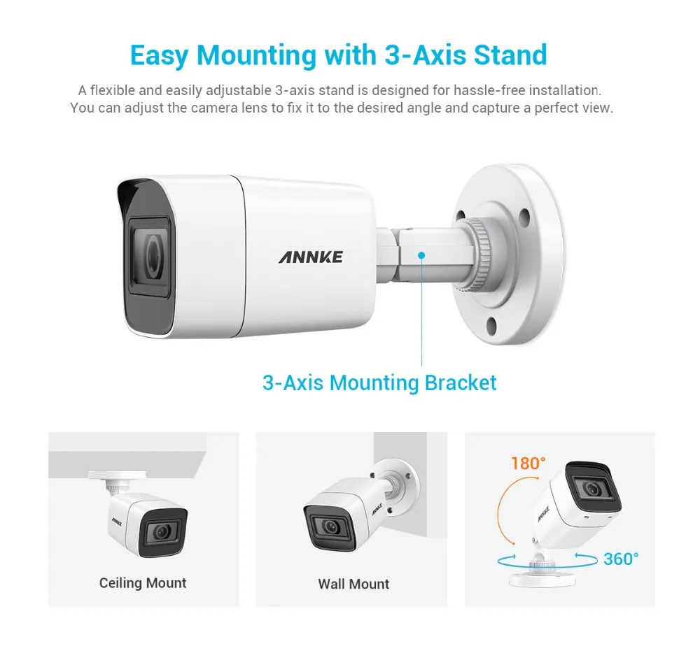 ANNKE 4X 8X FHD 4K камера CCTV TVI 8MP наружная Водонепроницаемая цилиндрическая система видеонаблюдения EXIR ночное видение комплект оповещений по электронной почте