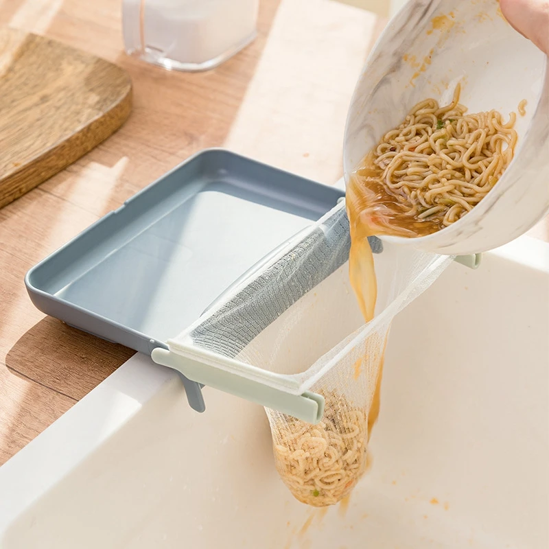 

Multifunctional Corner Sink Rack Shelf Foldable Trash Bin Sink Drain Basket Disposable Filter Screen Kitchen Storage Organizer