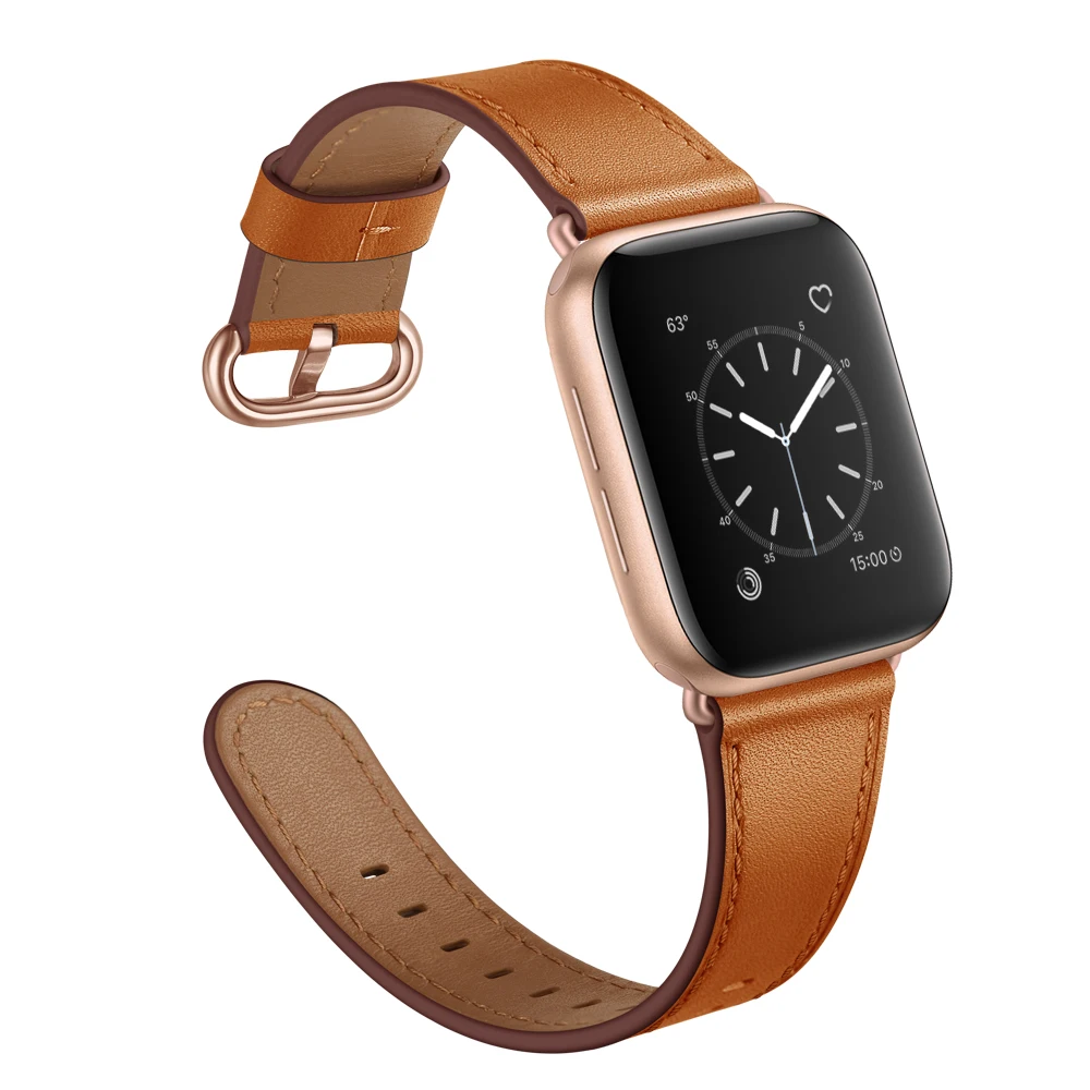 B-brown Кожаный ремешок для Apple Watch для iwatch 38 мм 42 мм ремешок 40 мм 44 мм петля серии 5 4 3 2 1 - Цвет ремешка: B-brown