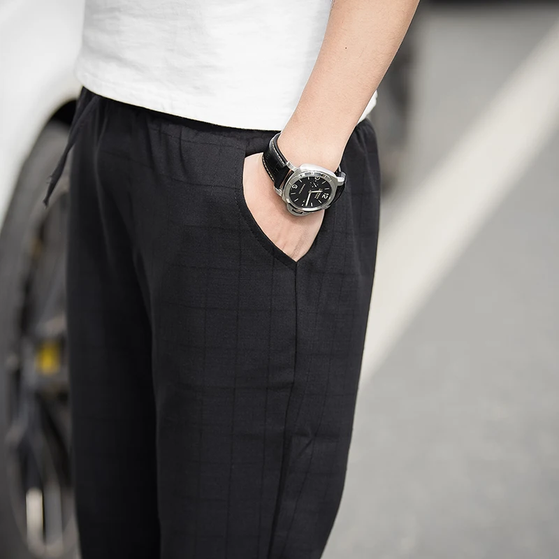 

Casual Ankle-Length Plaid Pants Men Trousers Streetwear Jogger Pants Men Sweatpants Slim Fit Men Pants 2021 New