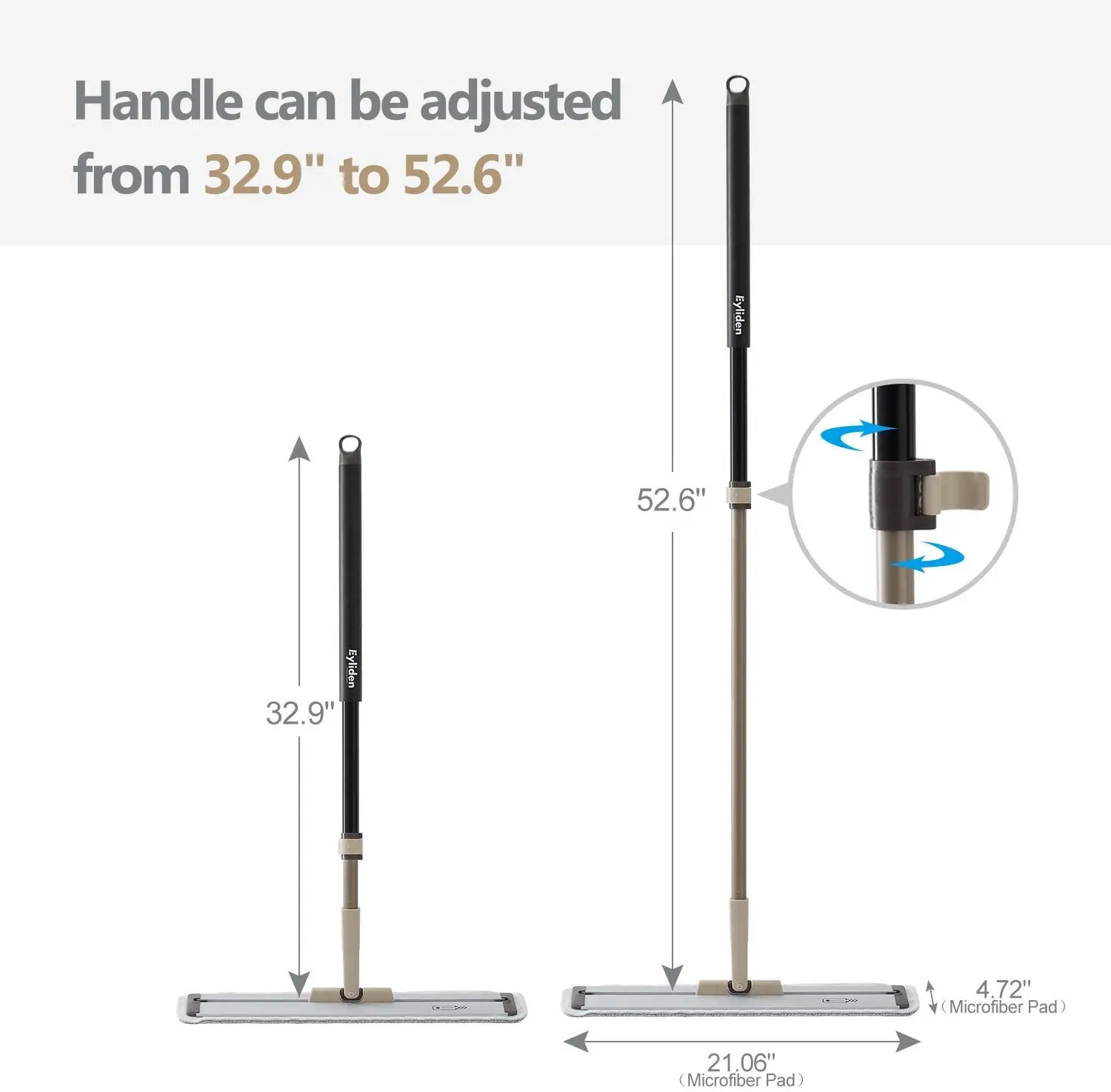 

Eyliden Aluminum Head Flat Mops Microfiber Mop Designed for Bed Bottom Sofa Bottom and Hard-to-Reach Corners Cleaning