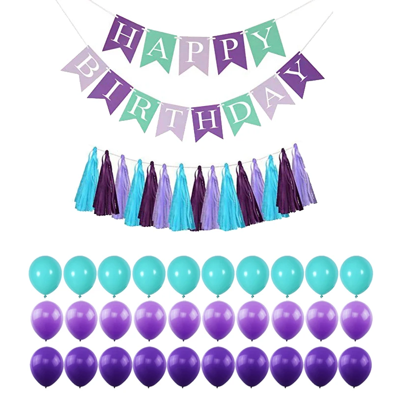 Вечерние принадлежности Русалочки с днем рождения баннер флаг бумага цветок шар