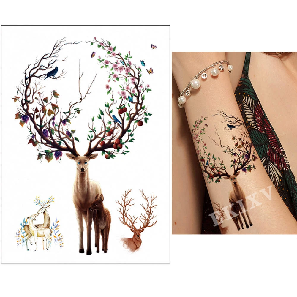 Водостойкие Временные татуировки наклейки Милу олень персонализированные для