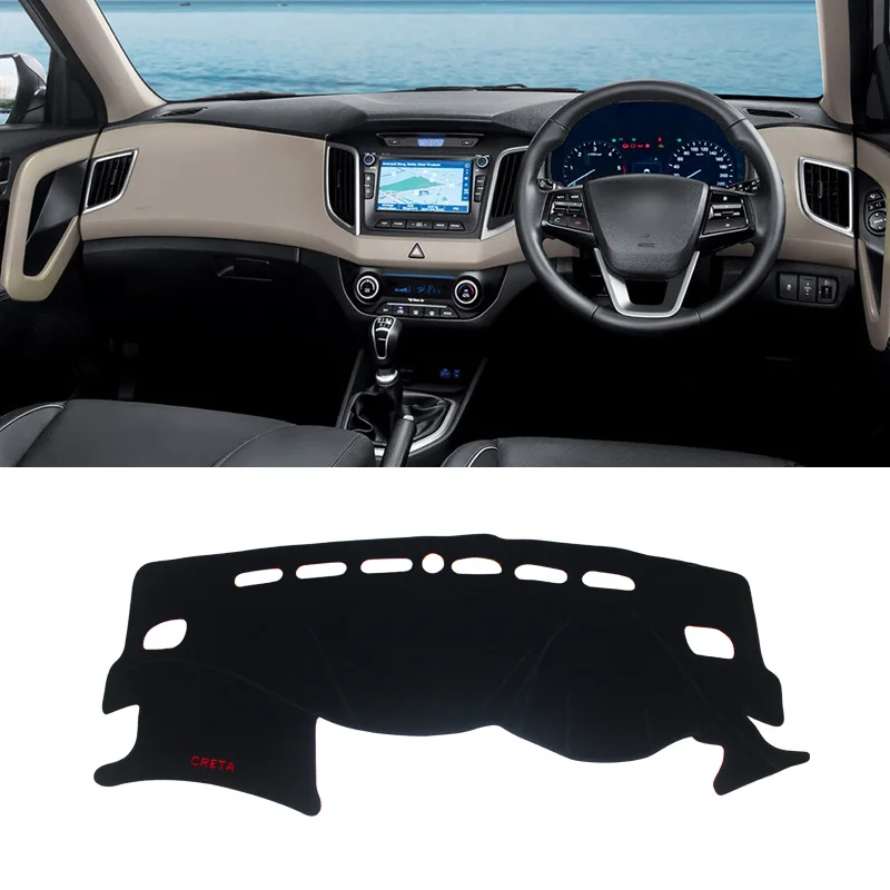 RHD Black Side Приборной панели автомобиля крышка коврики Избегайте светильник pad инструмента платформы стол ковры для hyundai Creta Ix25- аксессуары - Название цвета: RHD Black Side