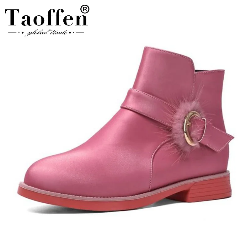 Taoffen/5 цветов Размеры 26-39 женские ботильоны из PU искусственной кожи модная зимняя