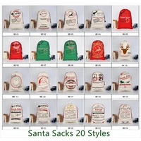 20pcslot 32 styles canvas santa sack christmas gift bags for wholesale large santa sack drawstring santa gift bag fast shipping