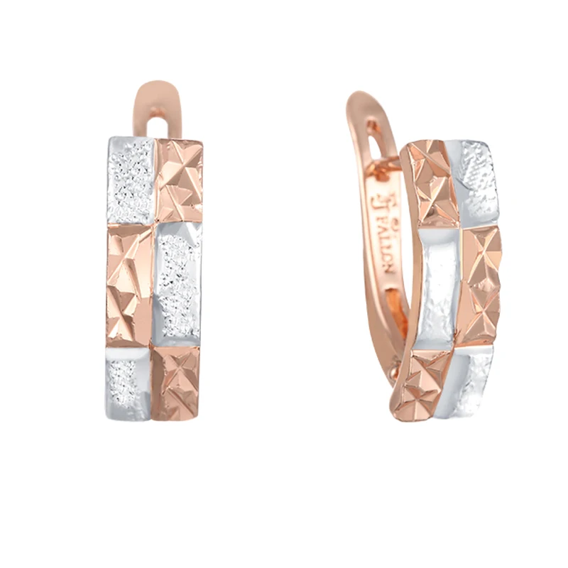 Женские серьги подвески с резным узором 2 стиля 7 мм/5 мм квадратная форма золото 585