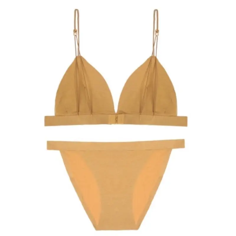 

FITWEE Women Underwear Set Thin Wireless Triangle Cup Bra Sexy Modal Cotton Lingerie Solid Color Comfort French Female Cloth