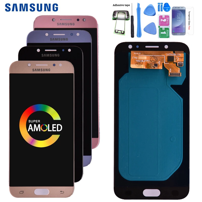 Супер Amoled для samsung Galaxy J7 Pro J730 J730F ЖК-дисплей и кодирующий преобразователь сенсорного экрана в сборе