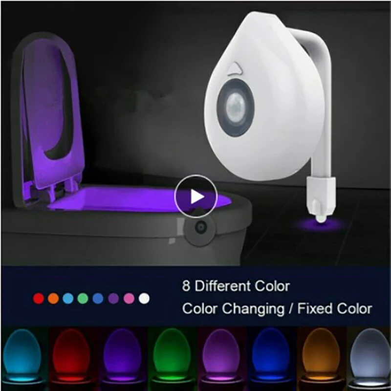 

Светодиодный ночной Светильник для туалета, ночник с пассивным ИК датчиком движения, 8 цветов, подсветка, фонарь для ванной комнаты, комнатн...