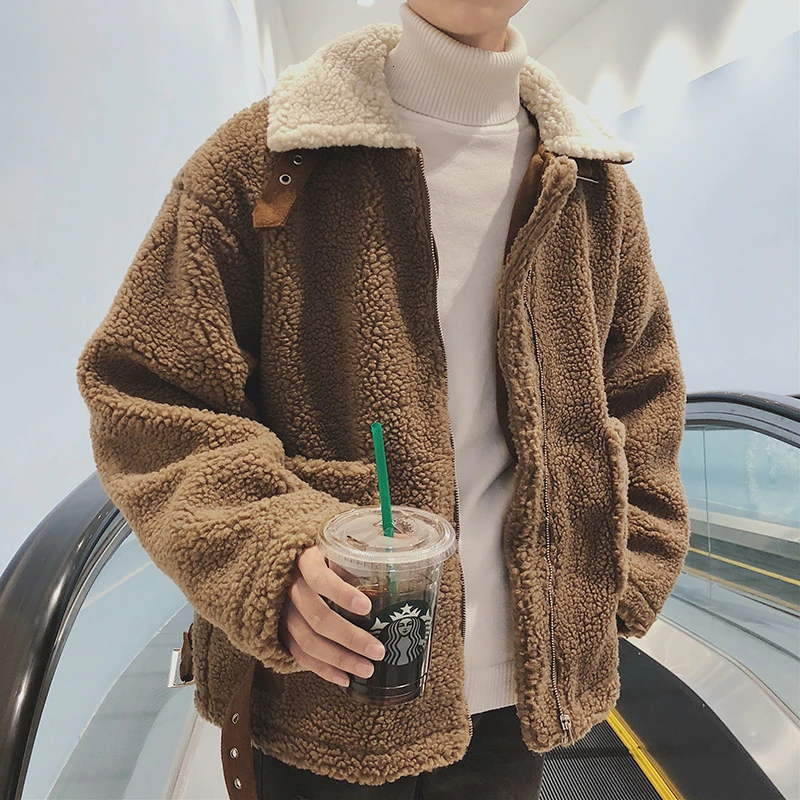 2019 зимние мужские сохраняющие тепло белые парки куртки одежда из овечьей шерсти