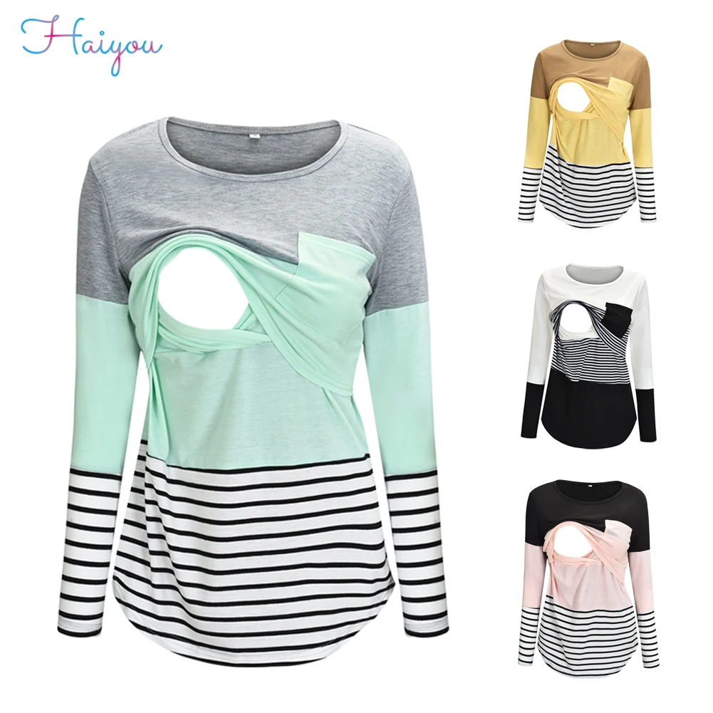

Женская футболка для грудного вскармливания, топы для кормления, полосатая футболка с коротким рукавом, женская одежда для беременных, футболки