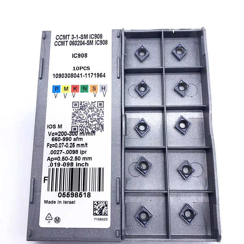 Токарный нож с карбидным вставками внутренней обработки 10 штук CCMT060204 IC907/908 CCMT060208.